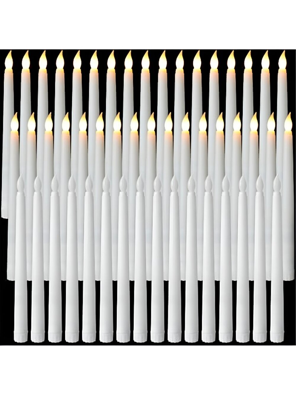 50 Pcs 9.7 Inch White LED Flameless Taper Candles Bulk